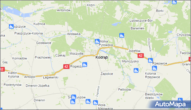 mapa Kodrąb powiat radomszczański, Kodrąb powiat radomszczański na mapie Targeo