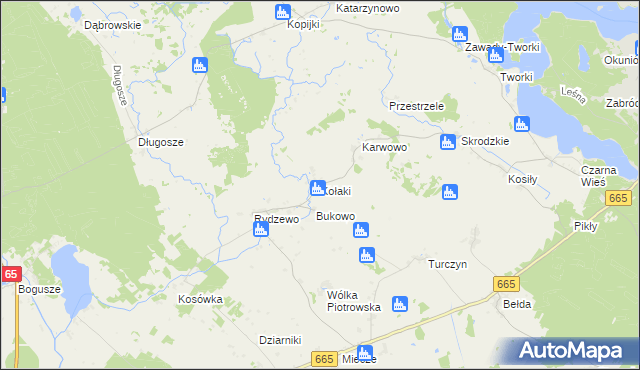 mapa Kołaki gmina Rajgród, Kołaki gmina Rajgród na mapie Targeo