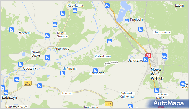 mapa Kolankowo gmina Nowa Wieś Wielka, Kolankowo gmina Nowa Wieś Wielka na mapie Targeo