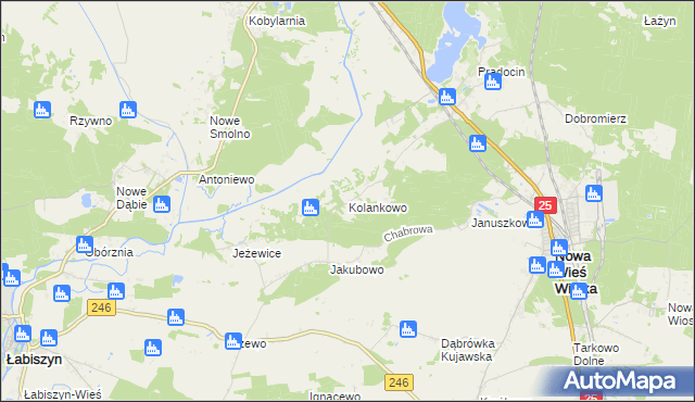 mapa Kolankowo gmina Nowa Wieś Wielka, Kolankowo gmina Nowa Wieś Wielka na mapie Targeo