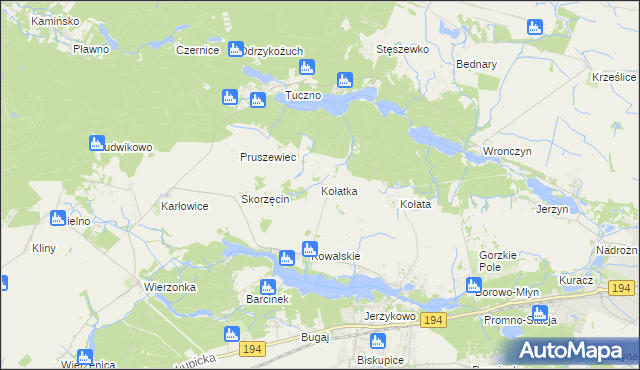 mapa Kołatka gmina Pobiedziska, Kołatka gmina Pobiedziska na mapie Targeo