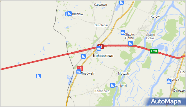 mapa Kołbaskowo, Kołbaskowo na mapie Targeo