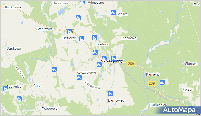 mapa Kołczygłowy, Kołczygłowy na mapie Targeo