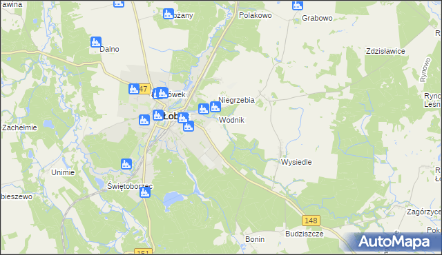 mapa Kołdrąb gmina Łobez, Kołdrąb gmina Łobez na mapie Targeo