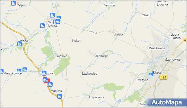 mapa Kolnowice, Kolnowice na mapie Targeo