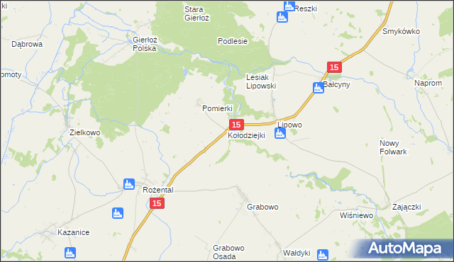 mapa Kołodziejki, Kołodziejki na mapie Targeo