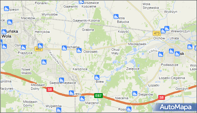 mapa Kolonia Bilew gmina Łask, Kolonia Bilew gmina Łask na mapie Targeo