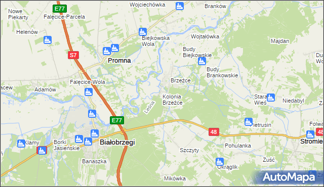 mapa Kolonia Brzeźce, Kolonia Brzeźce na mapie Targeo