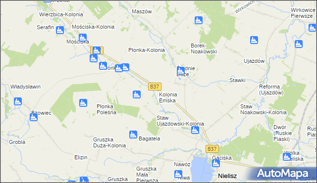 mapa Kolonia Emska, Kolonia Emska na mapie Targeo