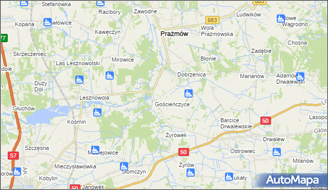 mapa Kolonia Gościeńczyce, Kolonia Gościeńczyce na mapie Targeo