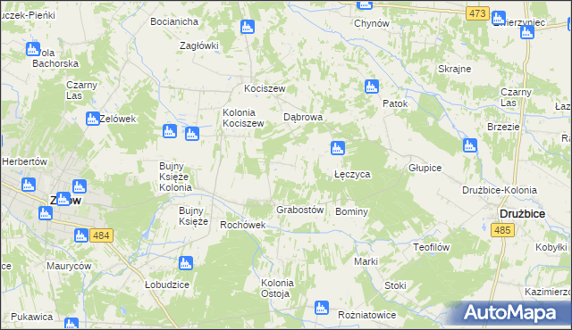 mapa Kolonia Grabostów, Kolonia Grabostów na mapie Targeo