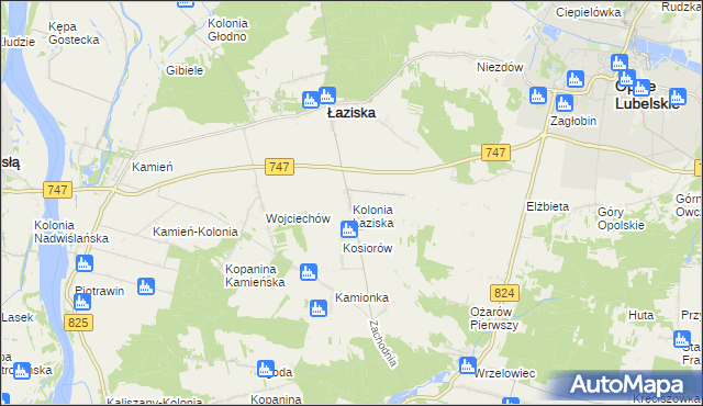 mapa Kolonia Łaziska gmina Łaziska, Kolonia Łaziska gmina Łaziska na mapie Targeo