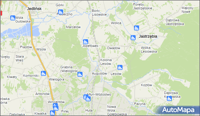 mapa Kolonia Lesiów, Kolonia Lesiów na mapie Targeo