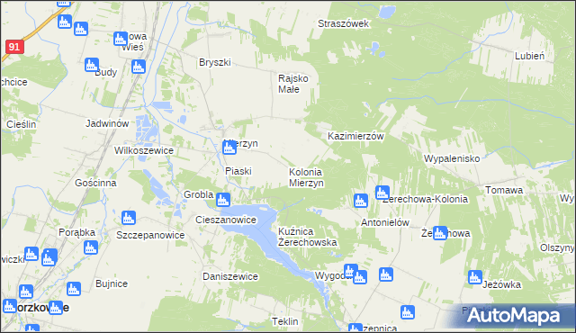 mapa Kolonia Mierzyn, Kolonia Mierzyn na mapie Targeo