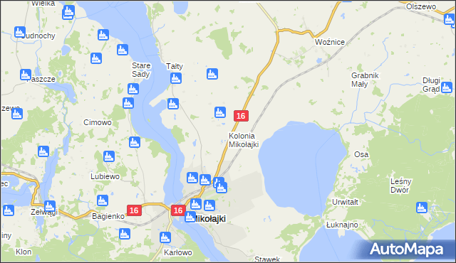 mapa Kolonia Mikołajki, Kolonia Mikołajki na mapie Targeo