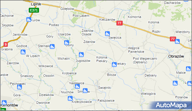 mapa Kolonia Piekary, Kolonia Piekary na mapie Targeo