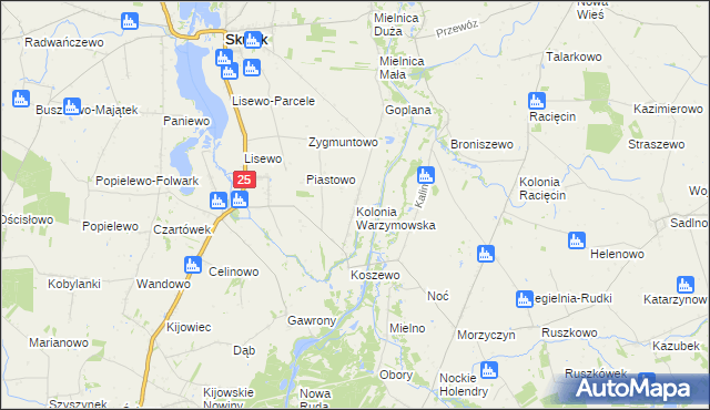 mapa Kolonia Warzymowska, Kolonia Warzymowska na mapie Targeo