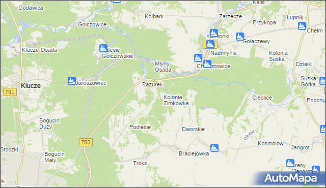 mapa Kolonia Zimkówka, Kolonia Zimkówka na mapie Targeo