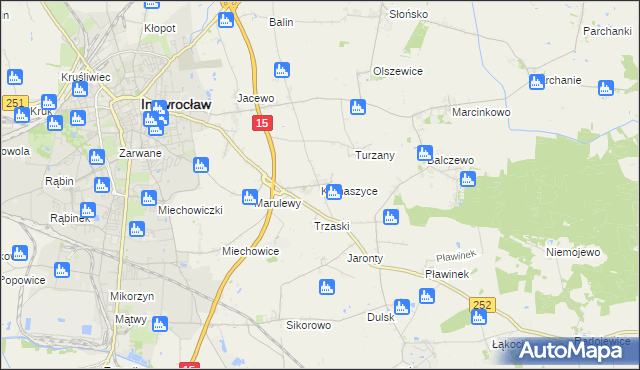 mapa Komaszyce gmina Inowrocław, Komaszyce gmina Inowrocław na mapie Targeo