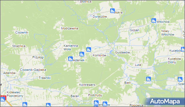 mapa Komorów gmina Stąporków, Komorów gmina Stąporków na mapie Targeo