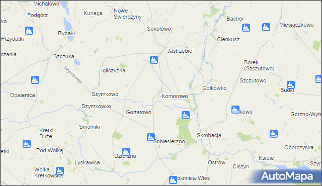 mapa Komorowo gmina Bartniczka, Komorowo gmina Bartniczka na mapie Targeo