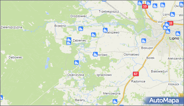 mapa Komorowo gmina Lipno, Komorowo gmina Lipno na mapie Targeo