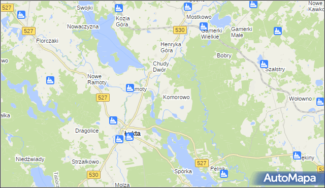 mapa Komorowo gmina Łukta, Komorowo gmina Łukta na mapie Targeo
