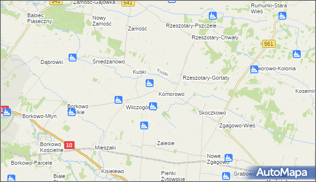 mapa Komorowo gmina Rościszewo, Komorowo gmina Rościszewo na mapie Targeo