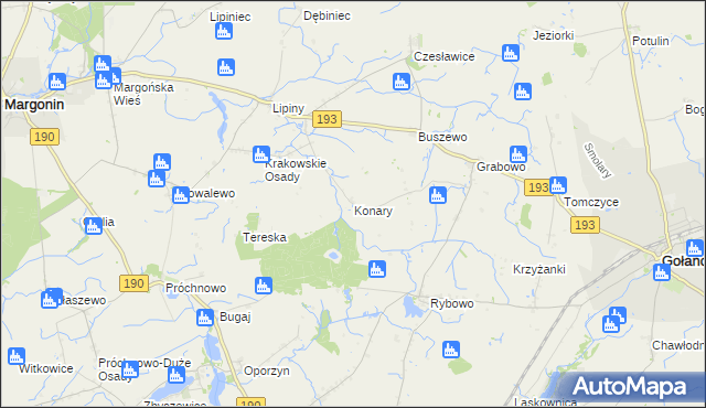 mapa Konary gmina Gołańcz, Konary gmina Gołańcz na mapie Targeo