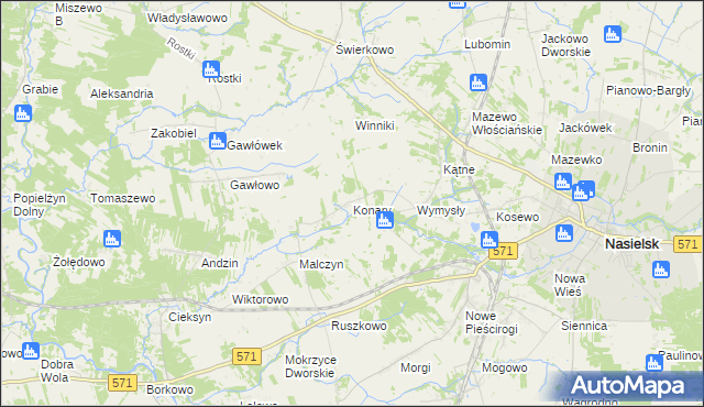 mapa Konary gmina Nasielsk, Konary gmina Nasielsk na mapie Targeo