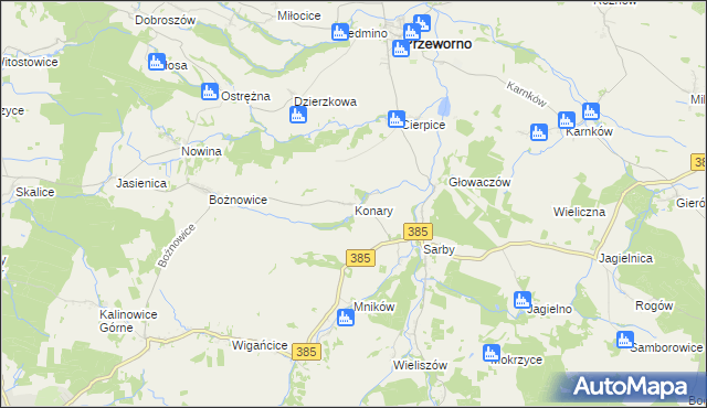 mapa Konary gmina Przeworno, Konary gmina Przeworno na mapie Targeo