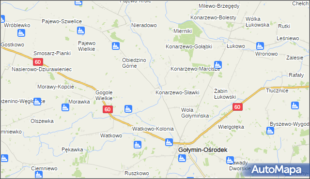 mapa Konarzewo-Sławki, Konarzewo-Sławki na mapie Targeo