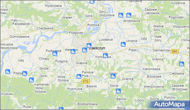 mapa Kończyska, Kończyska na mapie Targeo