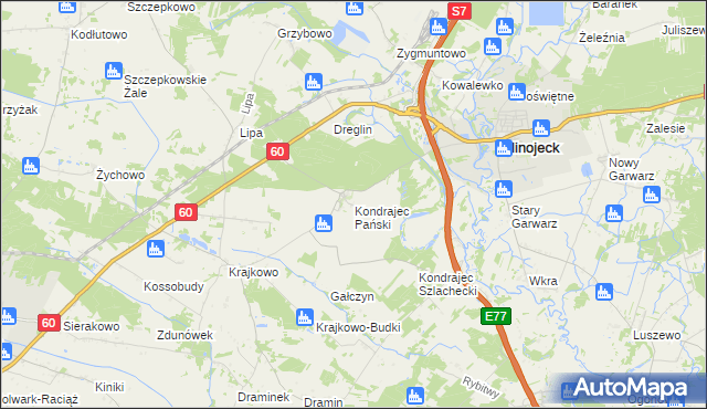 mapa Kondrajec Pański, Kondrajec Pański na mapie Targeo