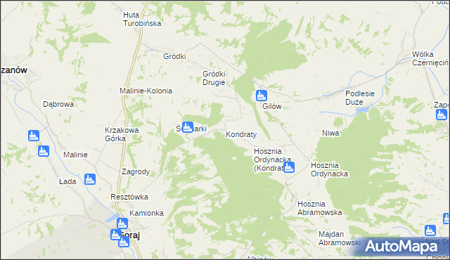 mapa Kondraty, Kondraty na mapie Targeo