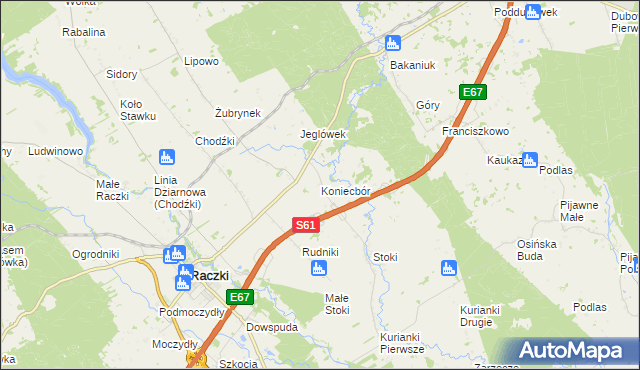 mapa Koniecbór, Koniecbór na mapie Targeo