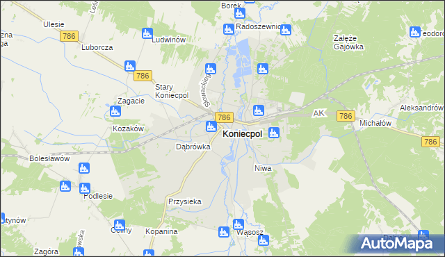 mapa Koniecpol, Koniecpol na mapie Targeo