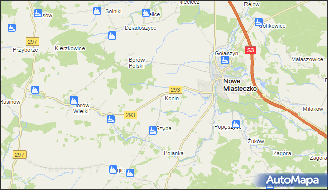 mapa Konin gmina Nowe Miasteczko, Konin gmina Nowe Miasteczko na mapie Targeo