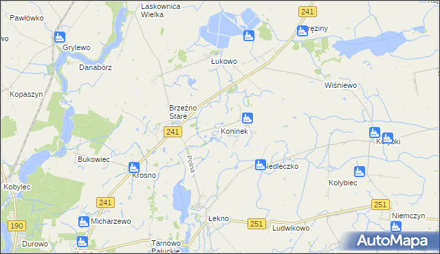 mapa Koninek gmina Wągrowiec, Koninek gmina Wągrowiec na mapie Targeo