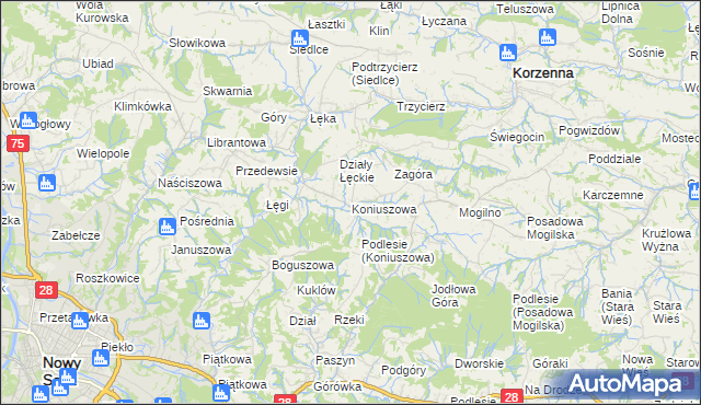 mapa Koniuszowa, Koniuszowa na mapie Targeo