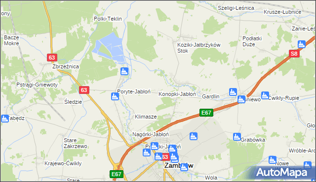 mapa Konopki-Jabłoń, Konopki-Jabłoń na mapie Targeo