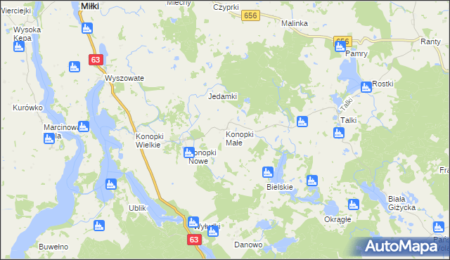 mapa Konopki Małe, Konopki Małe na mapie Targeo