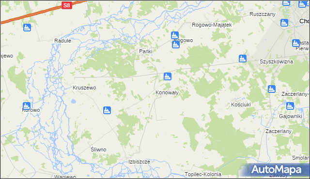 mapa Konowały, Konowały na mapie Targeo