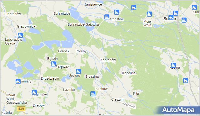 mapa Konradów gmina Sośnie, Konradów gmina Sośnie na mapie Targeo