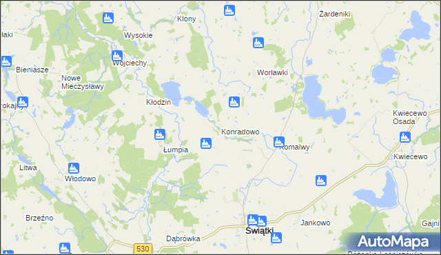 mapa Konradowo gmina Świątki, Konradowo gmina Świątki na mapie Targeo