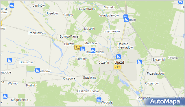 mapa Konstancin gmina Ujazd, Konstancin gmina Ujazd na mapie Targeo