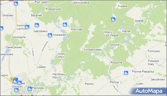 mapa Konstancjewo, Konstancjewo na mapie Targeo