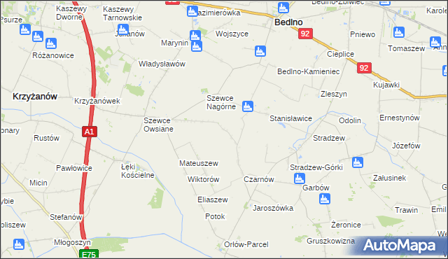 mapa Konstantynów gmina Bedlno, Konstantynów gmina Bedlno na mapie Targeo
