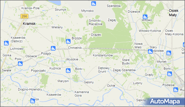 mapa Konstantynów gmina Kramsk, Konstantynów gmina Kramsk na mapie Targeo