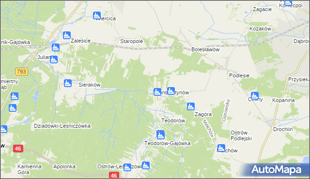 mapa Konstantynów gmina Lelów, Konstantynów gmina Lelów na mapie Targeo